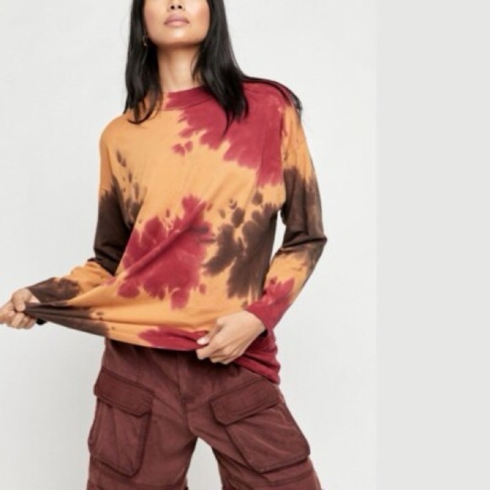 We The Free Be Free Long Sleeve Tunic Top French Roast Tie Dye Womens Sz. S